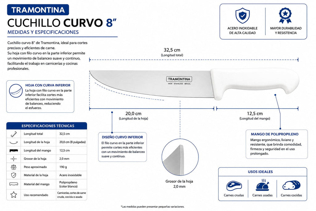 CUCHILLO CURVO # 8 TRAMONTINA